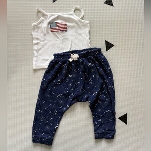 Old Navy|Baby girl cute outfit,Star moon joggers & white square neck tank•••